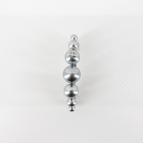 Tory Burch Logo Pearl Hair Clip Silver OS - Picture 9 of 12
